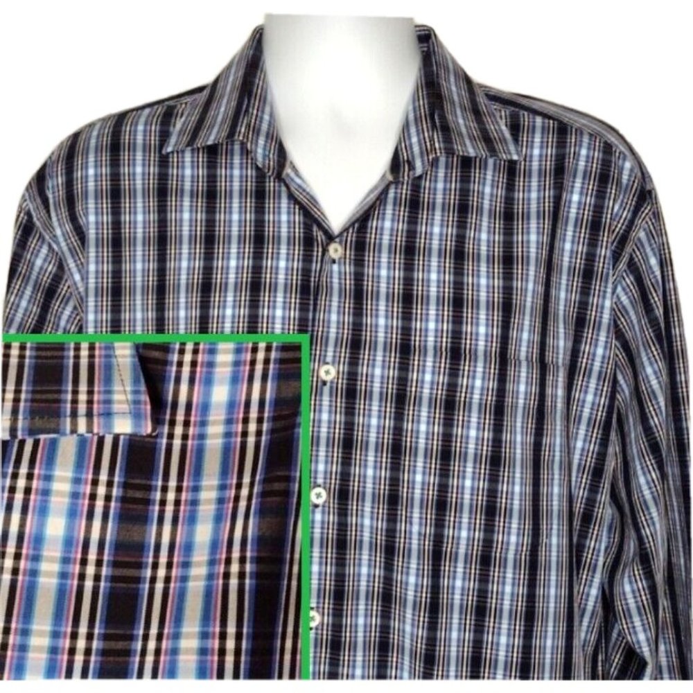 Peter Millar Multicolor Black Plaid Long Sleeve Seaside Finish Button Up Shirt